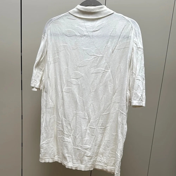 Zara Off-White Floral Knit Fabric Short Sleeved Button up Shirt - Picture 7 of 8